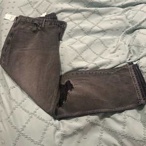 New good American ripped dark jeans